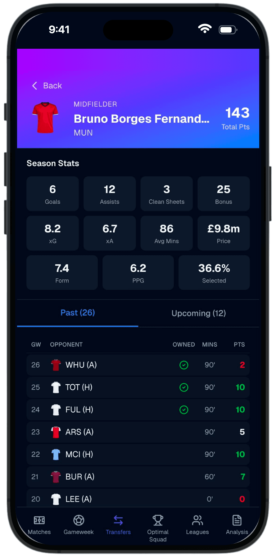 Player Profiles screenshot