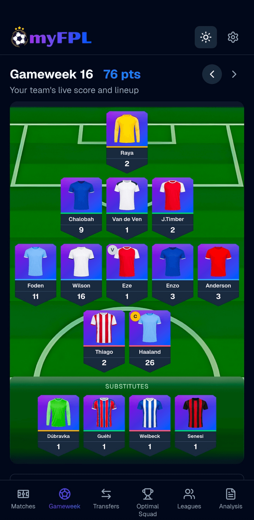 Live Points & Auto-Subs screenshot