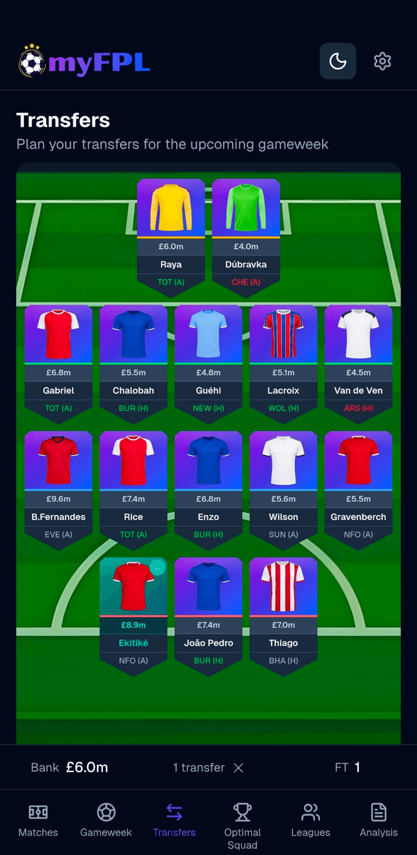 Transfer Planner screenshot